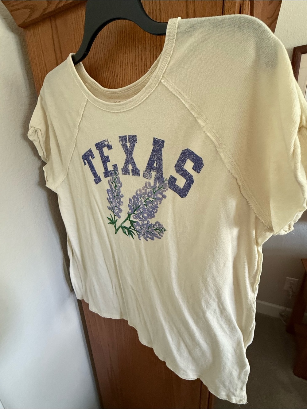 We The Free Cream Short Sleeve Texas Tee with Lavender Graphic